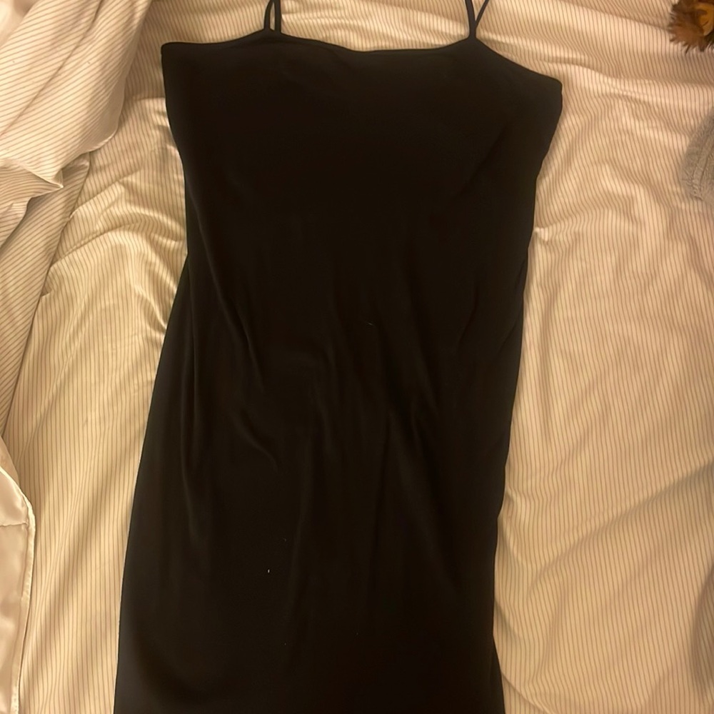 Topshop black cotton mid dress